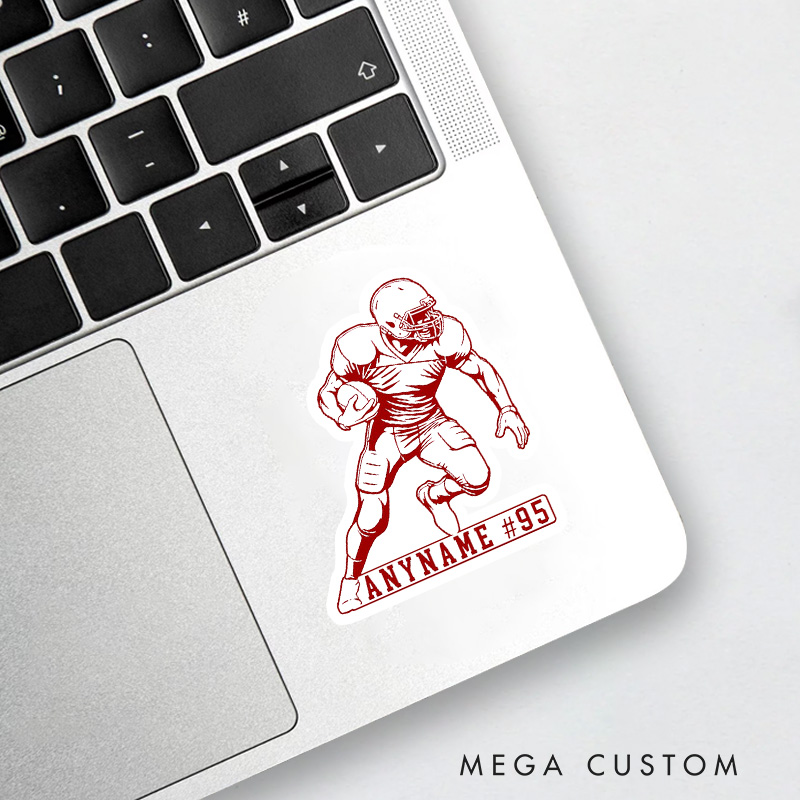 Personalized American Football Dynamic Player Sticker with Custom Player Name and Number
