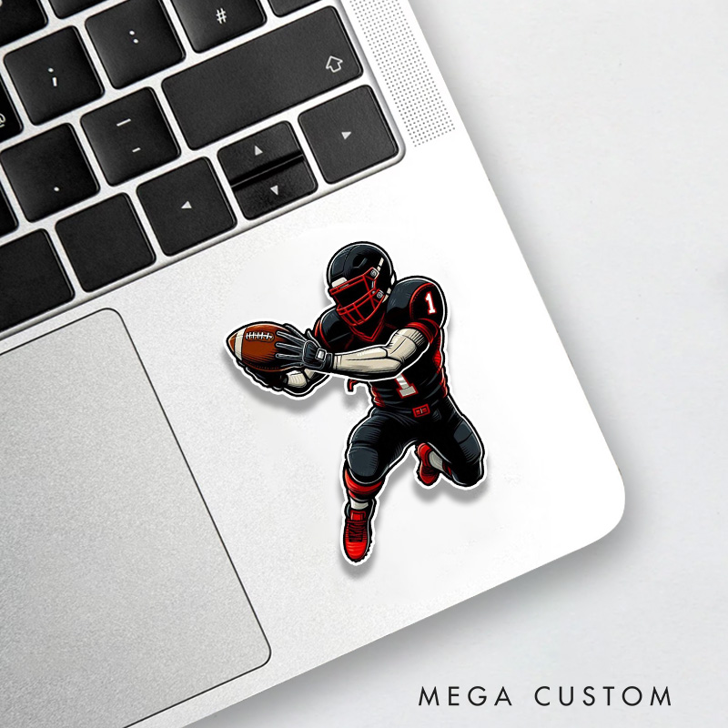 Personalized American Football Player Sticker with Custom Number for Fans and Athletes