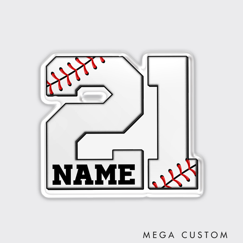Personalized Baseball Sport Number Fridge Magnet with Name