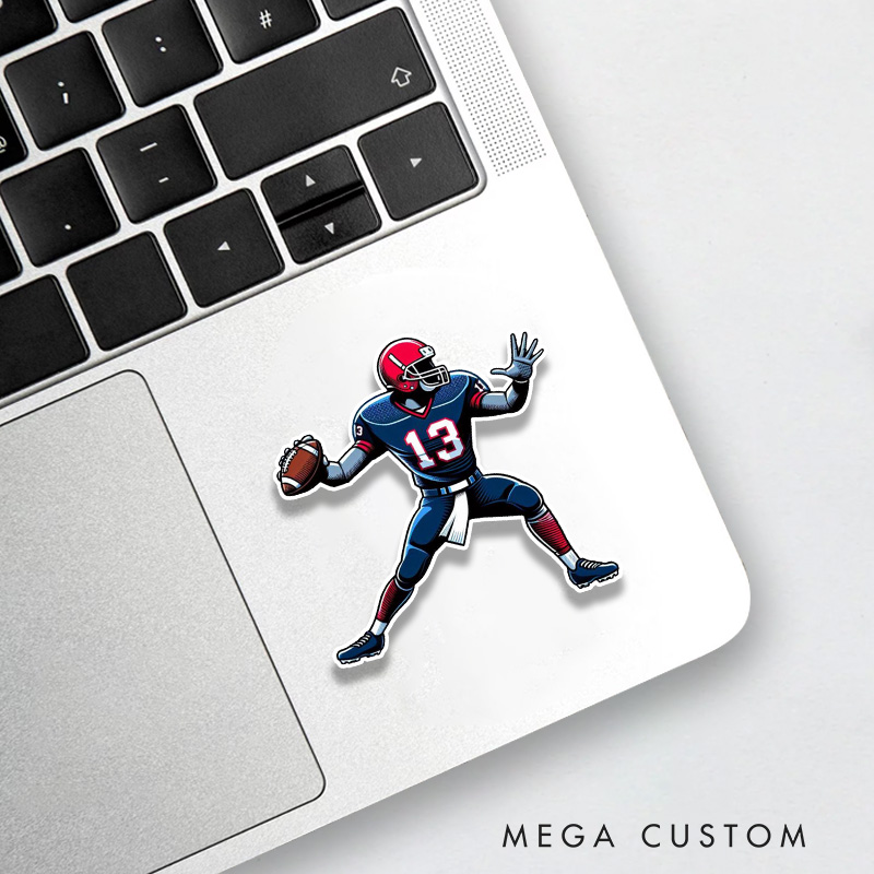 Personalized American Football Player Sticker with Custom Number for Football Fans