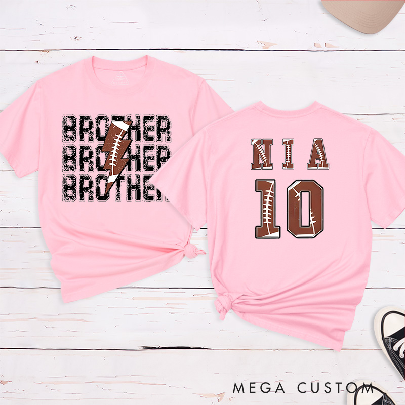Personalized American Football and Rugby Brother T-Shirts with Custom Name and Number