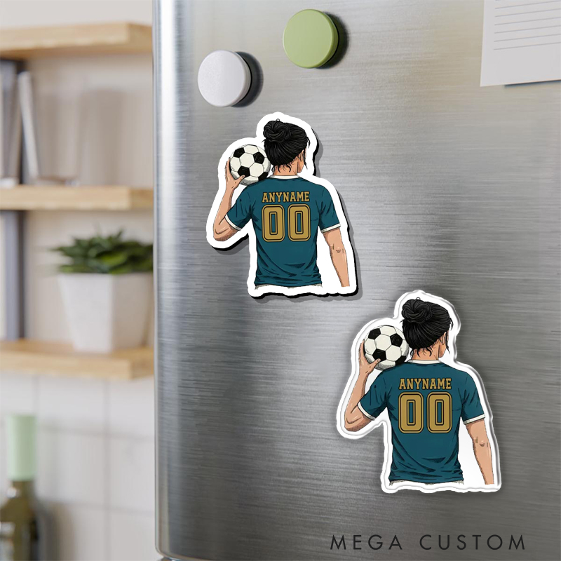 Personalized Women's Soccer Jersey Fridge Magnet Custom Name and Number Decal