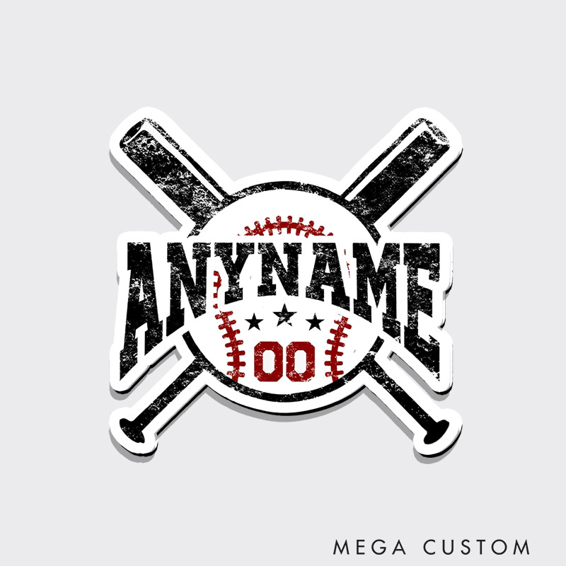 Personalized Baseball Fridge Magnet with Custom Name and Vintage Bat Design 