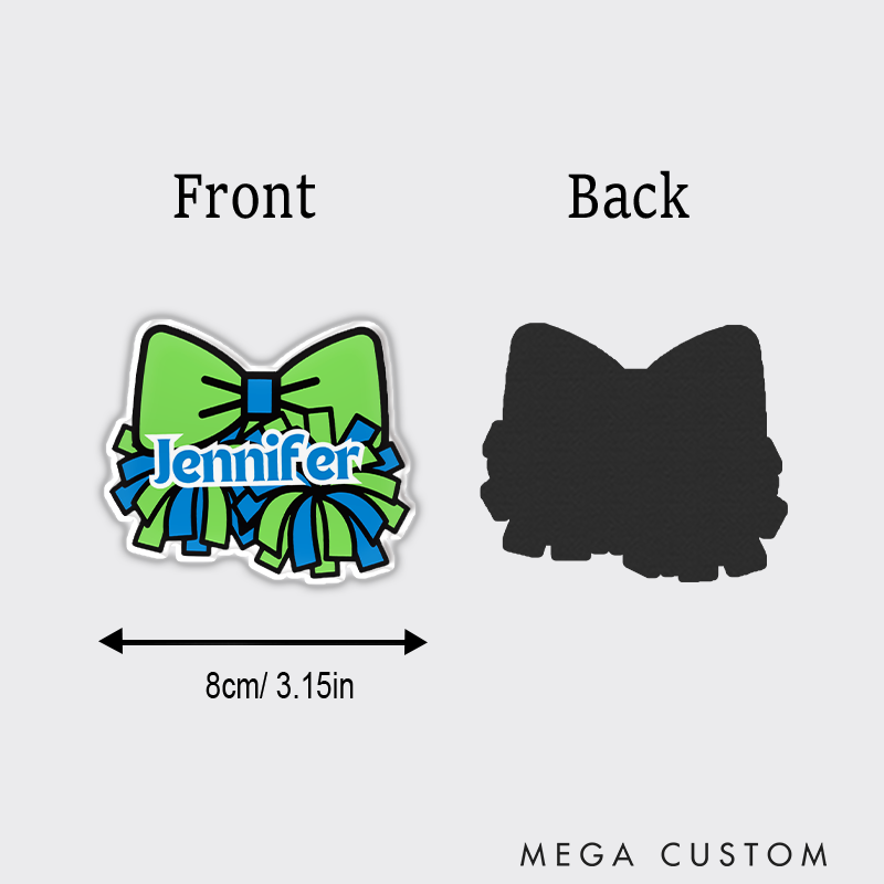Personalized Sport Cheer Team Spirit Bow Fridge Magnets with Custom Player Name for Fans