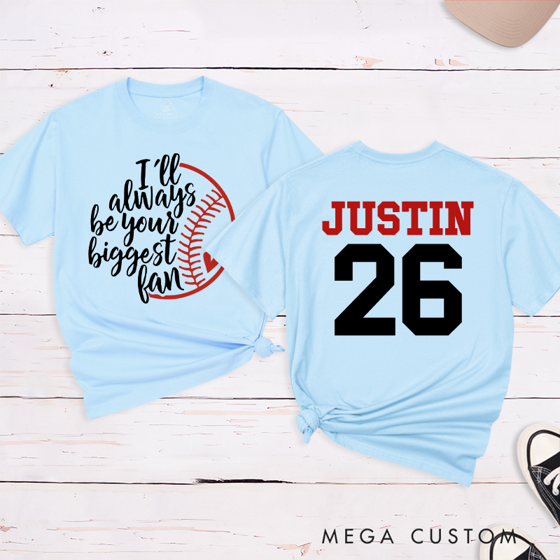 Personalized Baseball Fan T-Shirt with Heartfelt Quote and Custom Name and Number