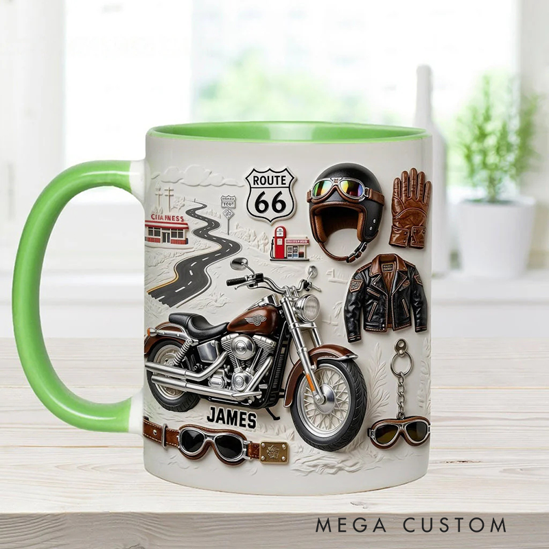 Personalized Motorcycle Accent Mug Biker Custom Name Mug Unique Gift for Bikers