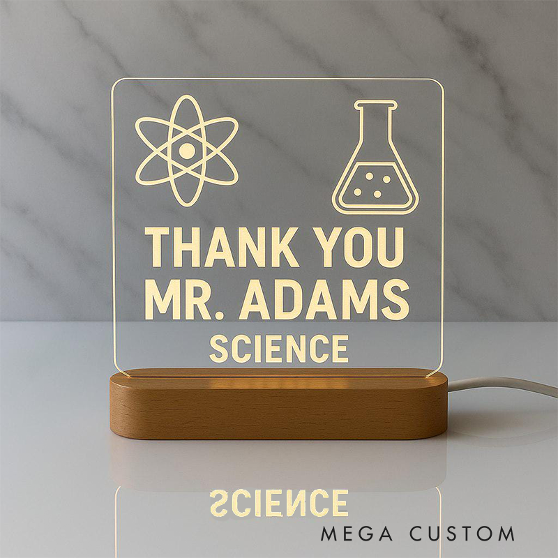 Personalized Teacher LED Desk Lamp with Science Design Unique Gift for Science Teachers