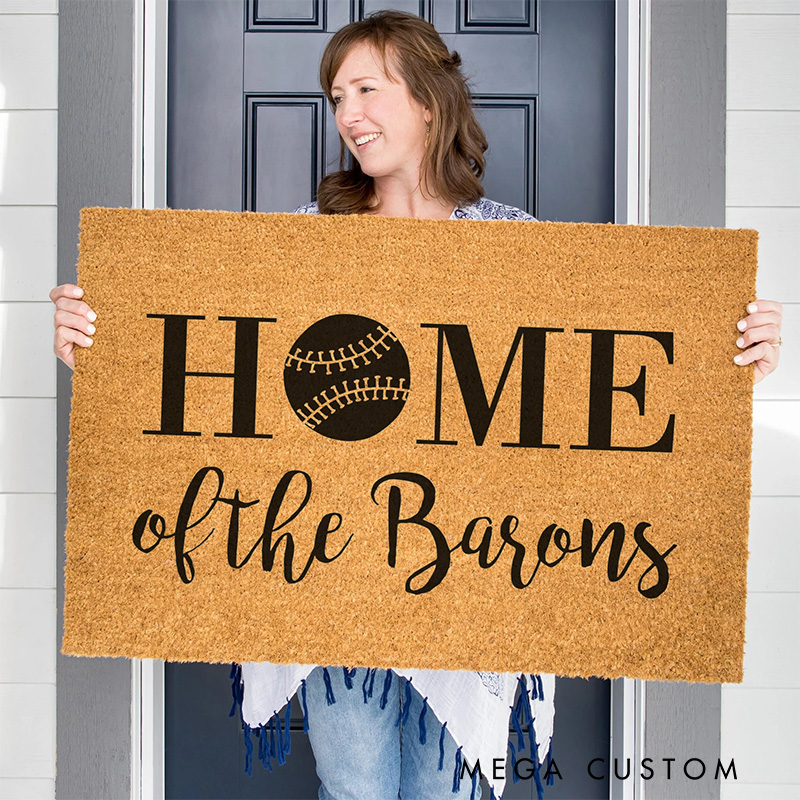 Personalized baseball Design Doormat with Custom Name for Sports Teams Entryway Decor Gift