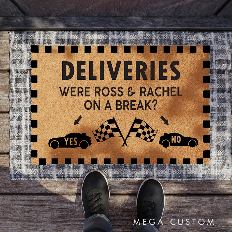 Personalized Deliveries Check Flag Doormat with Custom Name Design for Racers and Racing Lovers