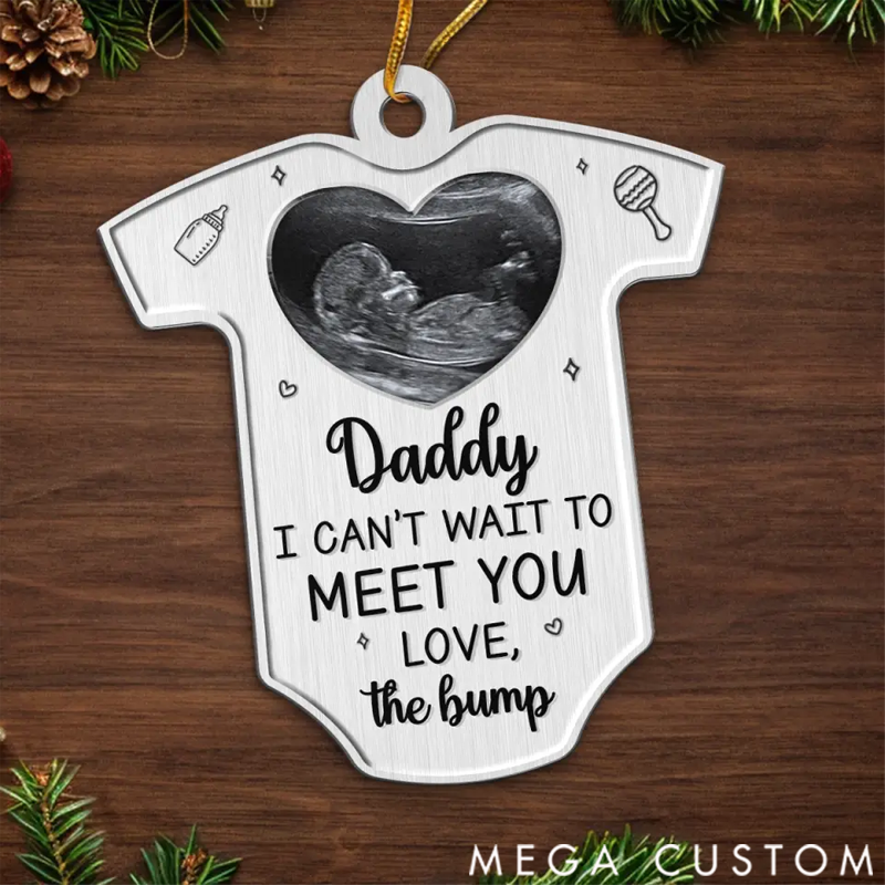 Personalized Custom Photo I Can't Wait To Love You - Family Personalized Custom Ornament - Metal Custom Shaped - Christmas Gift For Baby Kids, Newborn Baby
