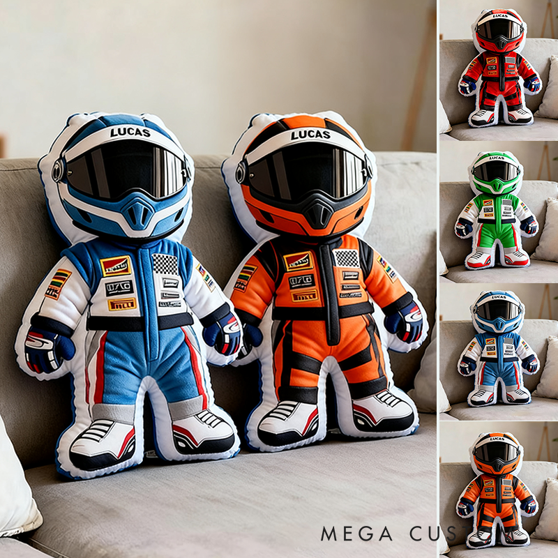 Personalized Racer Throw Pillow Custom Name Design Cushion Gift for Racers and Racing Lovers
