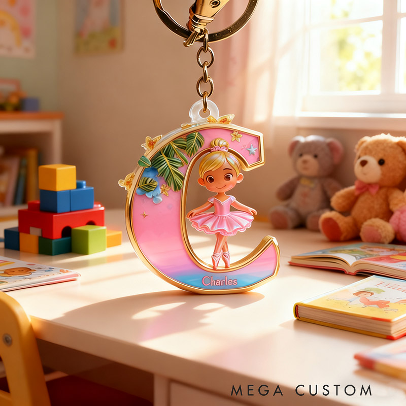 Personalized Ballet Dancer Acrylic Keychain with Your Own Name Hair Color Gift for Girls for Dance Lovers for Birthday Christmas Holiday Unique Presents