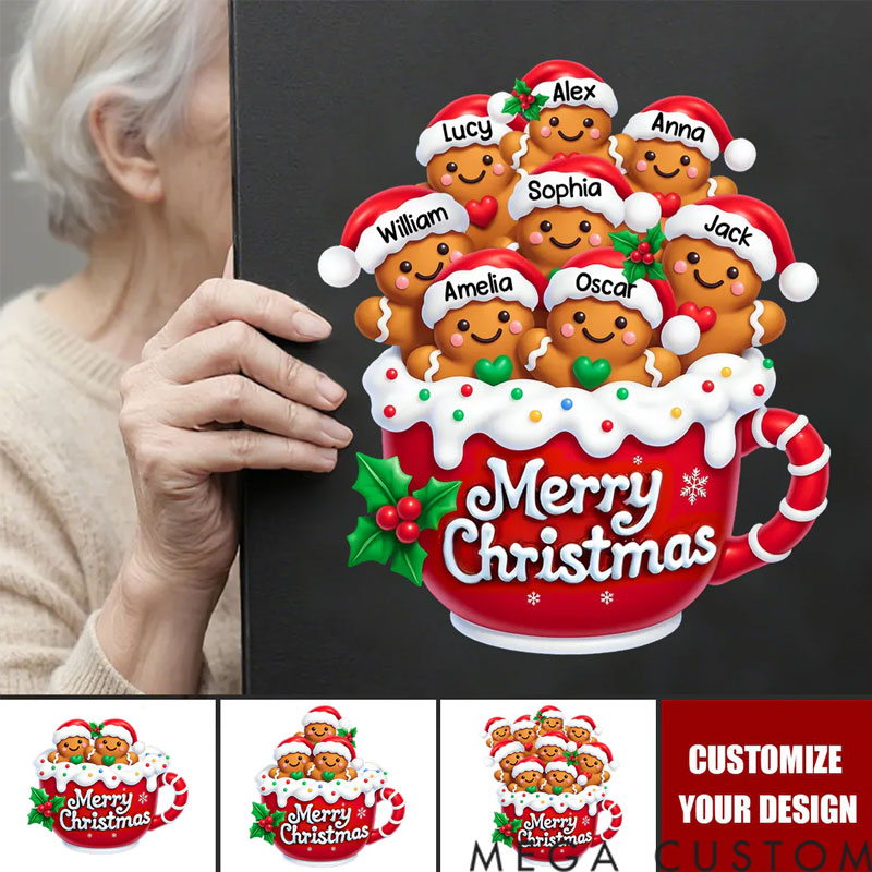 Personalized Magnetic Snap Christmas Gingerbread Family Refrigerator Magnets