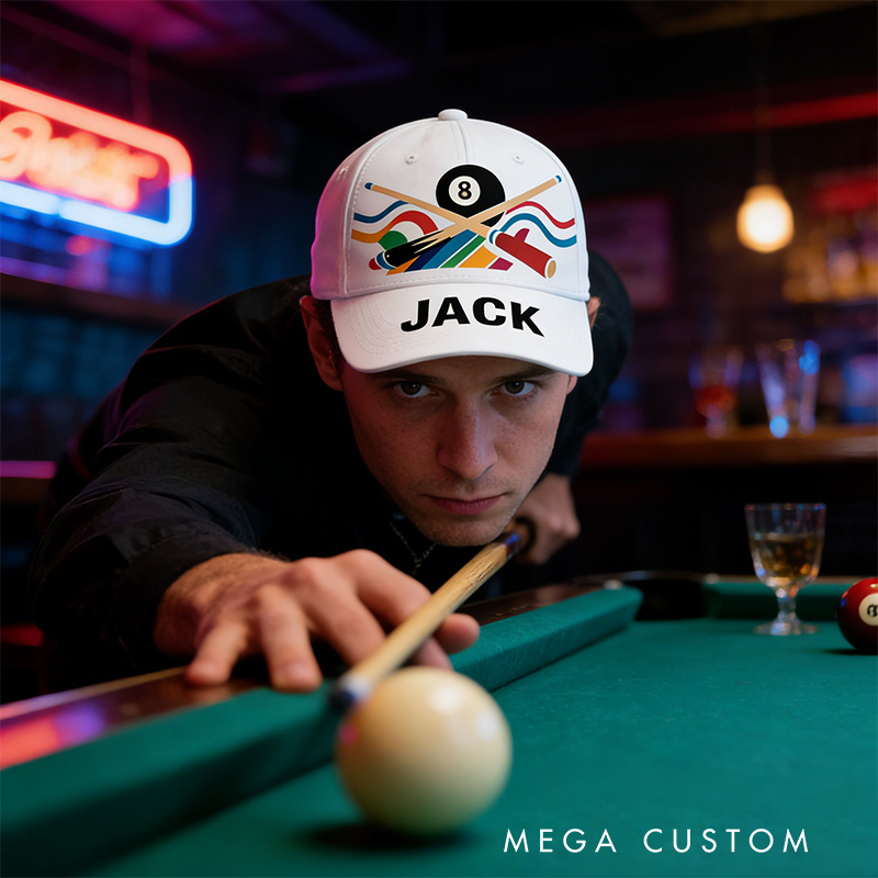 Personalized Billiards Cap with Custom Name and Vibrant Design