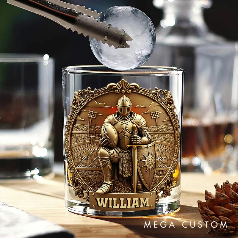 Personalized American Football Whiskey Glass Custom Name Whiskey Glass Engraved Glasses Gift Guitarist Birthday Concert Holiday Gift