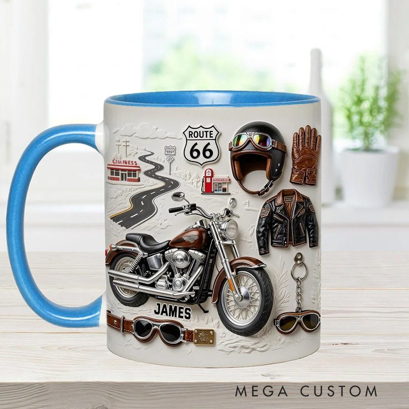 Personalized Motorcycle Accent Mug Biker Custom Name Mug Unique Gift for Bikers