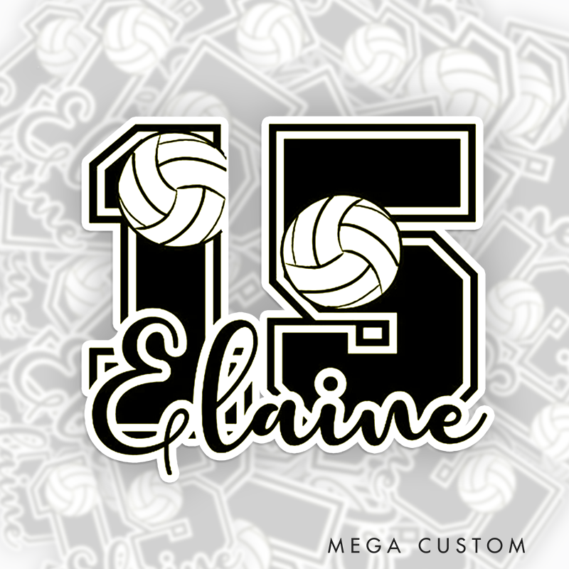 Personalized Volleyball Number Design Sticker with Custom Player Name and Number for Unique Gift