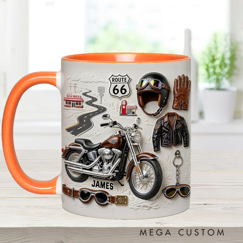 Personalized Motorcycle Accent Mug Biker Custom Name Mug Unique Gift for Bikers