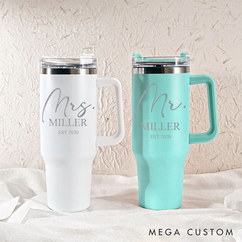 Personalized Couple Anniversary Tumbler Mr. and Mrs. 40oz Travel Mug Wedding Anniversary Gift for Husband and Wife