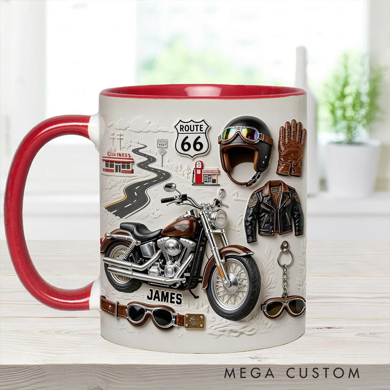 Personalized Motorcycle Accent Mug Biker Custom Name Mug Unique Gift for Bikers