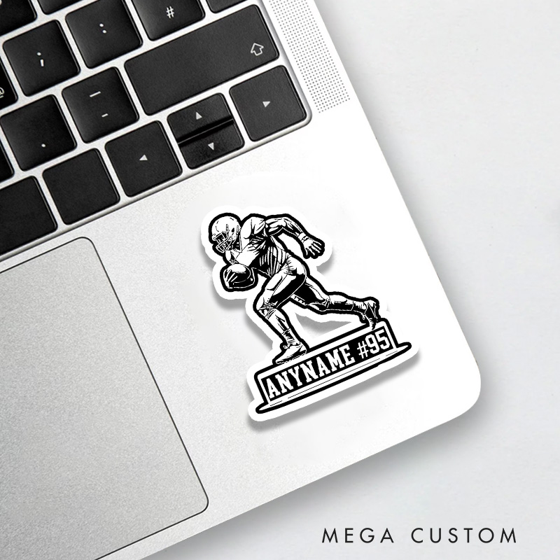 Personalized American Football Dynamic Player Design Sticker with Custom Your Name and Number