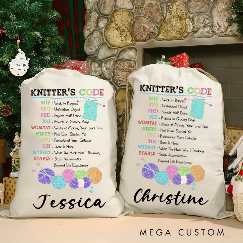 Personalized Knitting Bag Christmas Knitter's Code Gift for Knitting Lover for Grandma