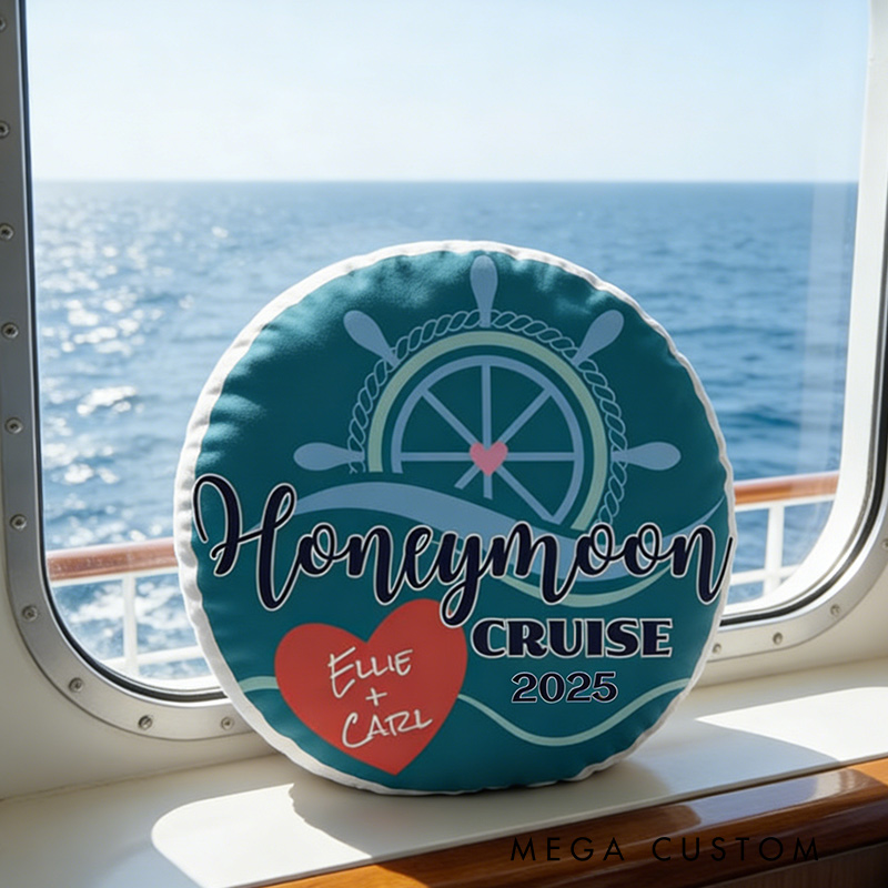 Personalized Honeymoon Cruise Pillow Graphic 3D Print Couples Honeymoon Trip Valentine's Day Vacation Date for Travel Lovers