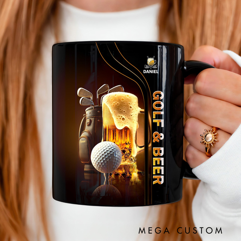 Personalized Golf and Beer Mug with Custom Name Perfect Gift for Golf Lovers