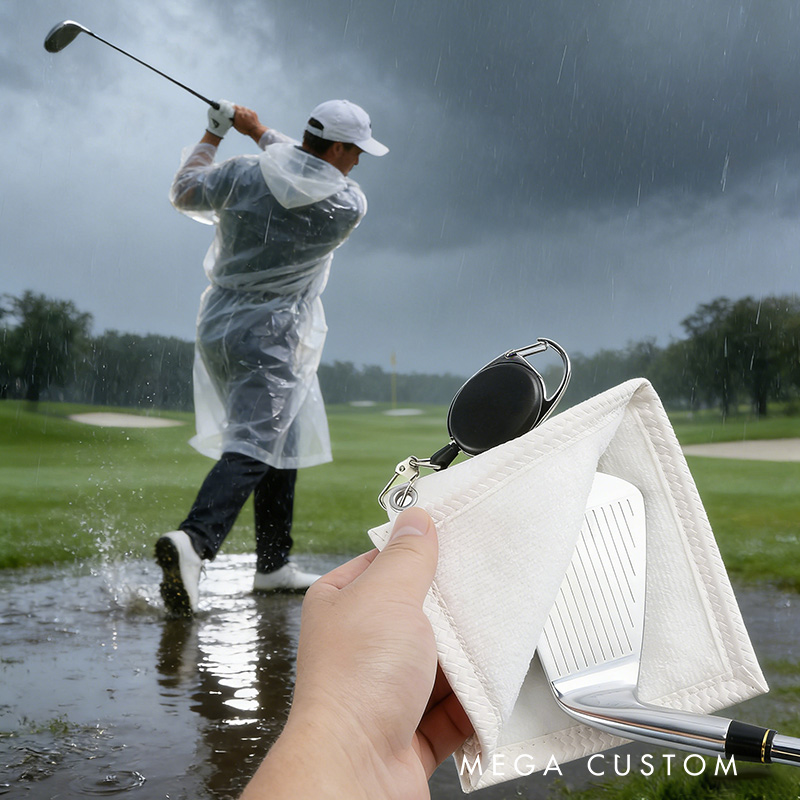 Personalized Leather Absorb Water Golf Towel with Golf Tees Retractable Clip Portable Accessories Birthday Gift for Golf Lovers