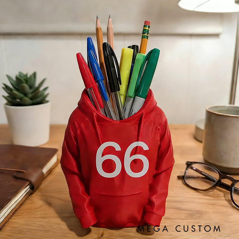 Personalized Hoodie Pencil Holder 3D Print Pencil Organizer Stand Sport Player Desktop Decor
