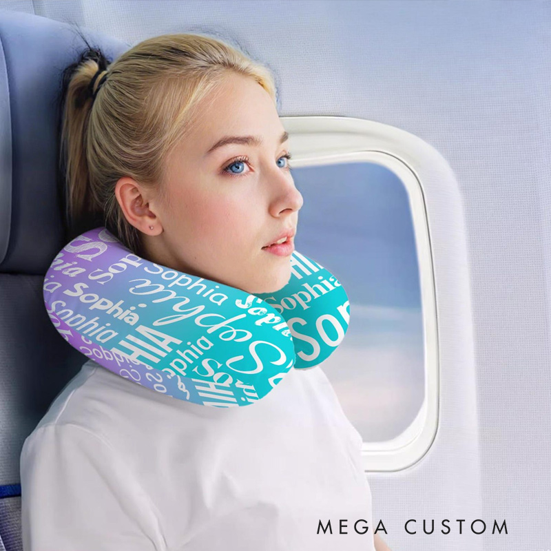 Personalized Neck Pillows Travel Accessories with Custom Name Perfect Gift for Travel Lovers