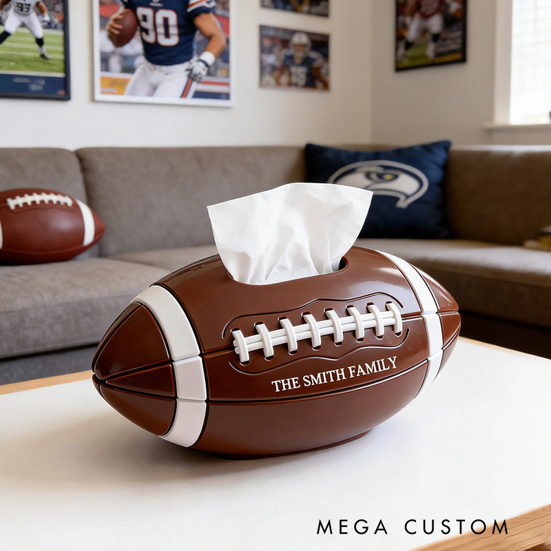 Personalized Football Tissue Box Family Tissue Boxes Football Fan Customized Text Gift for Family