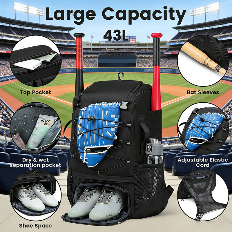 Personalized Baseball Bag Baseball Equipment Dual-Shoulder Storage Bag Baseball Player Backpack Gift for Baseball Player
