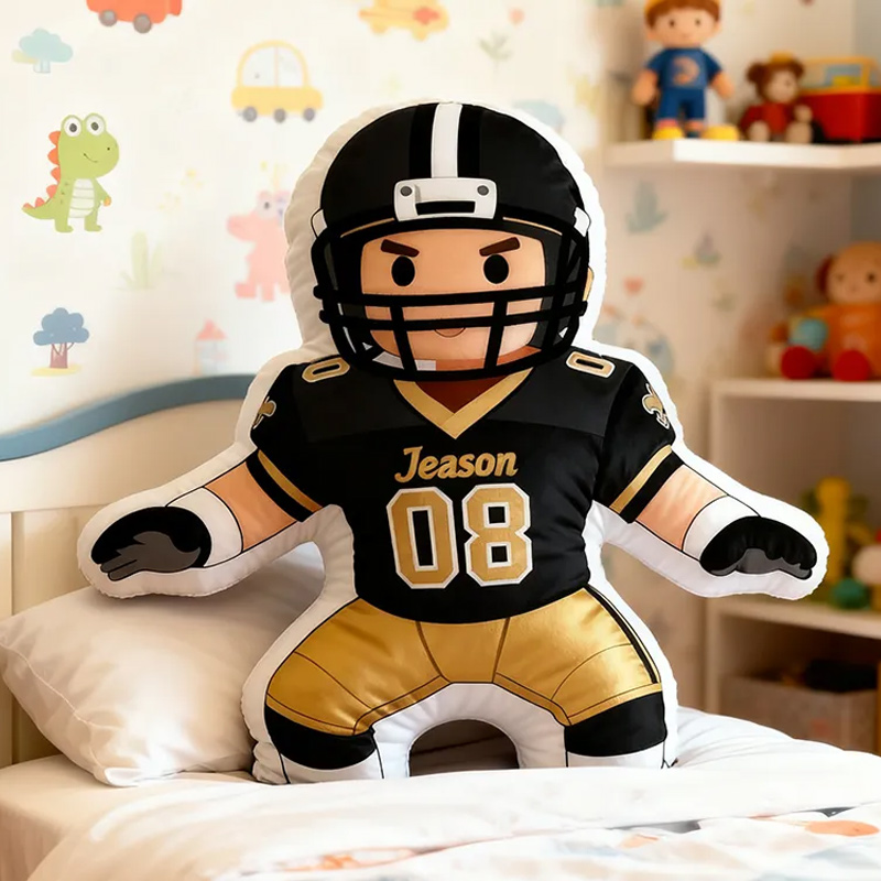 Personalized Football Player Pillow with Custom Name and Jersey Number