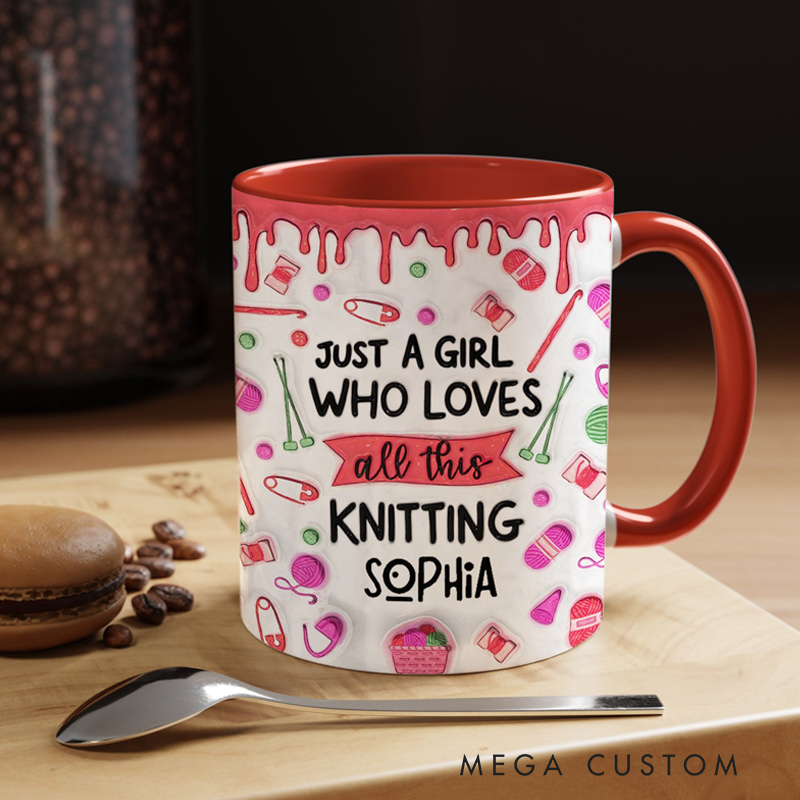 Personalized Funny Knitting Crochet Mug Just A Girl Who Loves Knitting