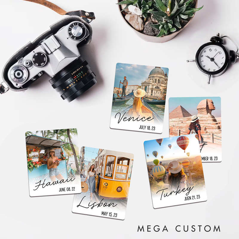 Personalized Custom Fridge Magnets Travel Photo Souvenirs Gifts for Friends and Travel Lovers