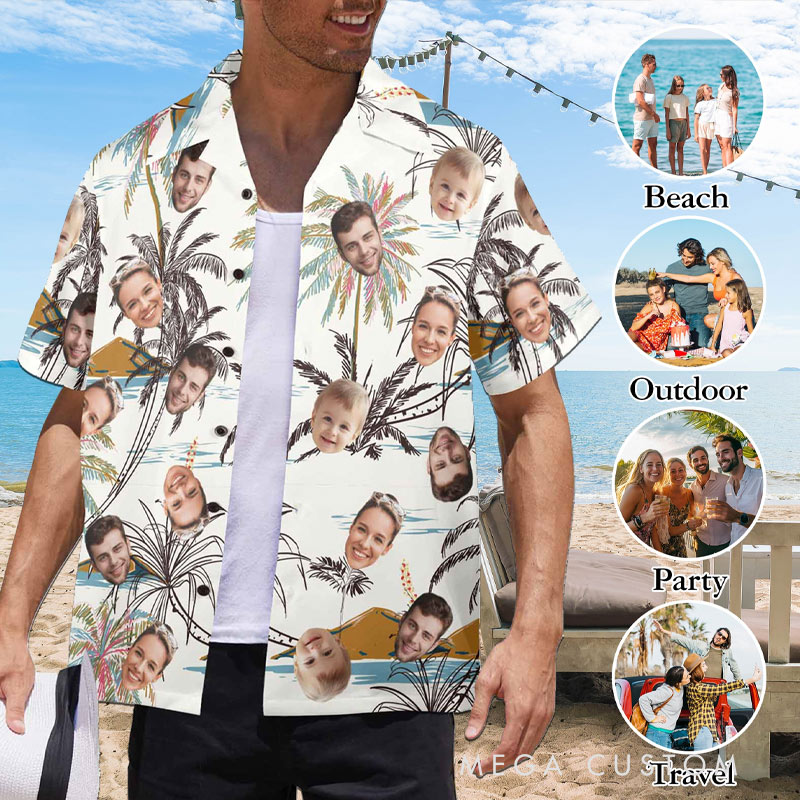 Personalized Hawaiian Shirt Photo Customization Beach Travel Shirt Gift for Him and Her Travel Lovers