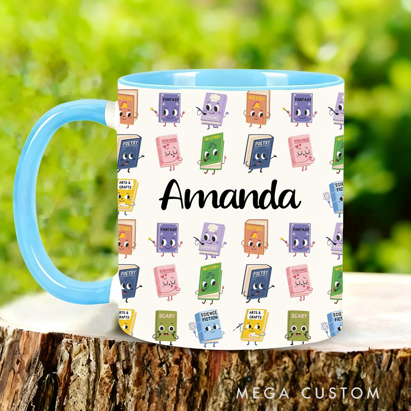 Personalized Book Genres Mugs Custom Cute Book Mug with Name Reading Lover Gifts Book Cup for Kids Christmas Gift