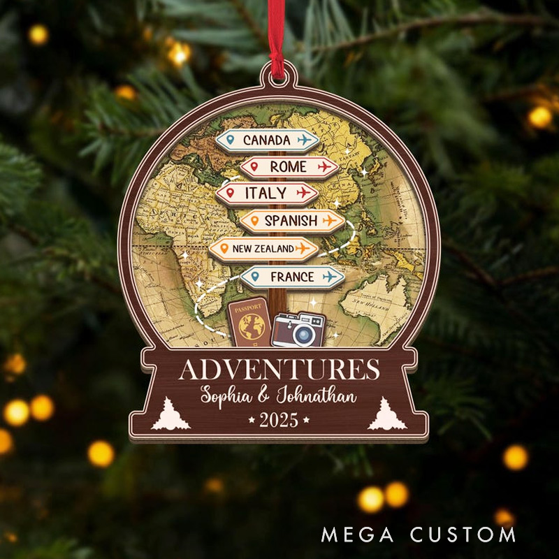 Personalized Adventure Ornament Travel Destination Travel Ornament Travel Christmas Keepsake