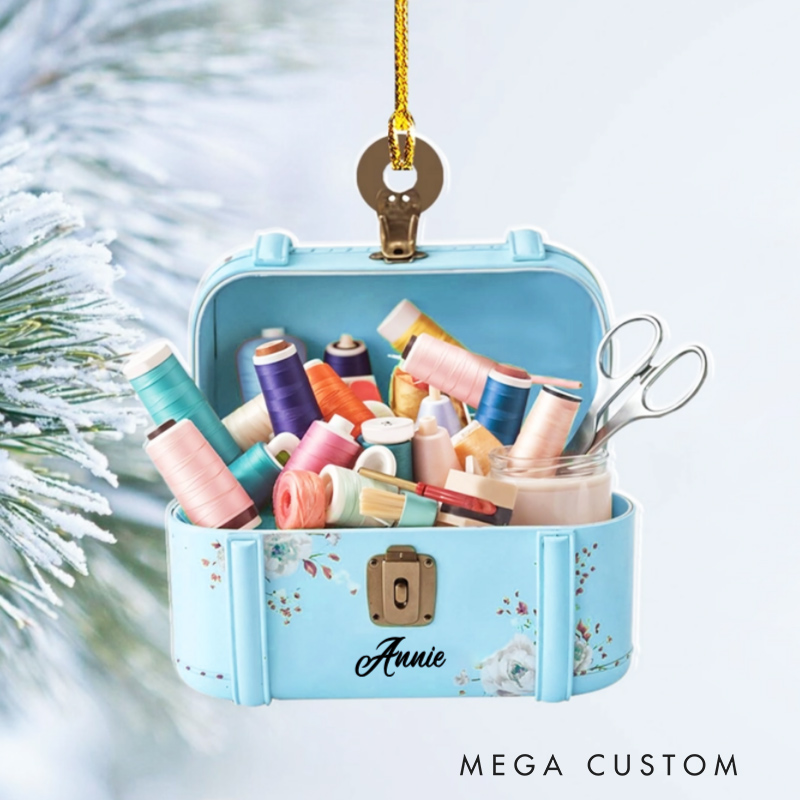 Personalized Sewing Box Christmas Ornament Sewing Flower Kit Ornament Gift For Sewing Lovers