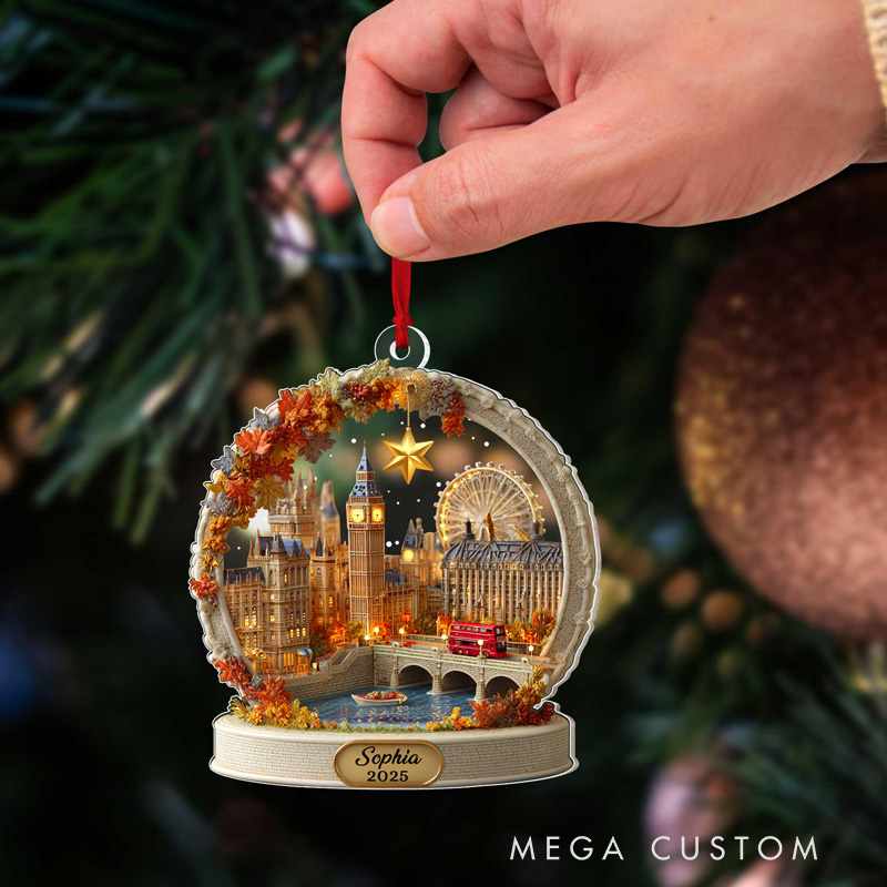 Personalized London Acrylic Ornament Custom London Travel Christmas Ornament Travel Ornament