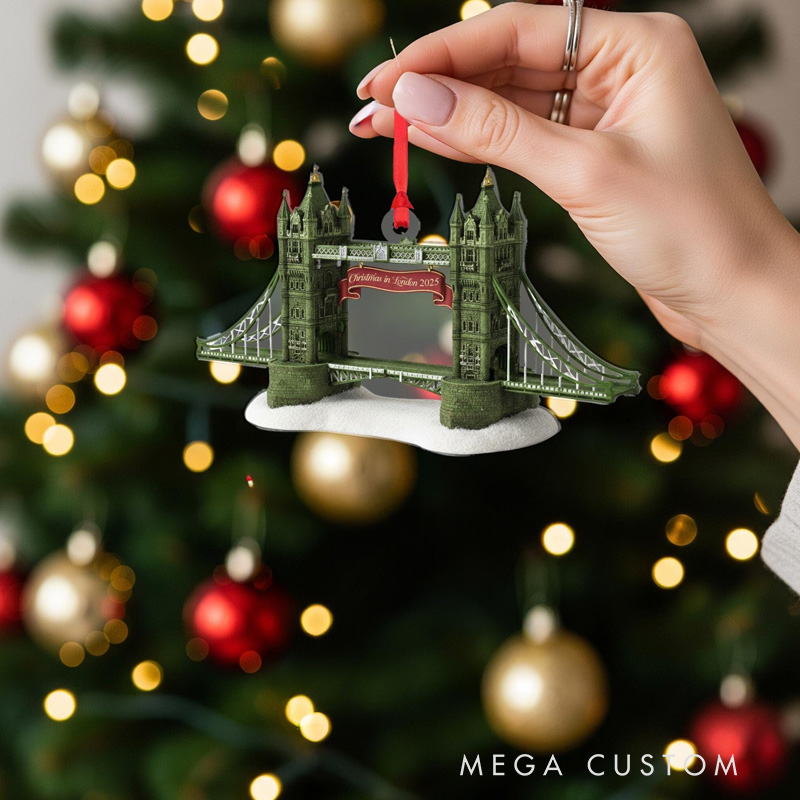 Personalized London Tower Bridge Christmas Ornament Travel Souvenir Tree Decor Gift for Travel Lovers