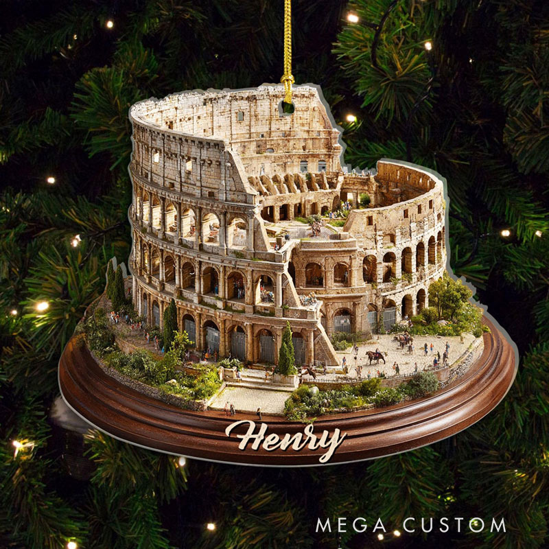 Personalized Italy Acrylic Ornament Colosseum Rome Christmas Ornament Custom Name Travel Souvenir