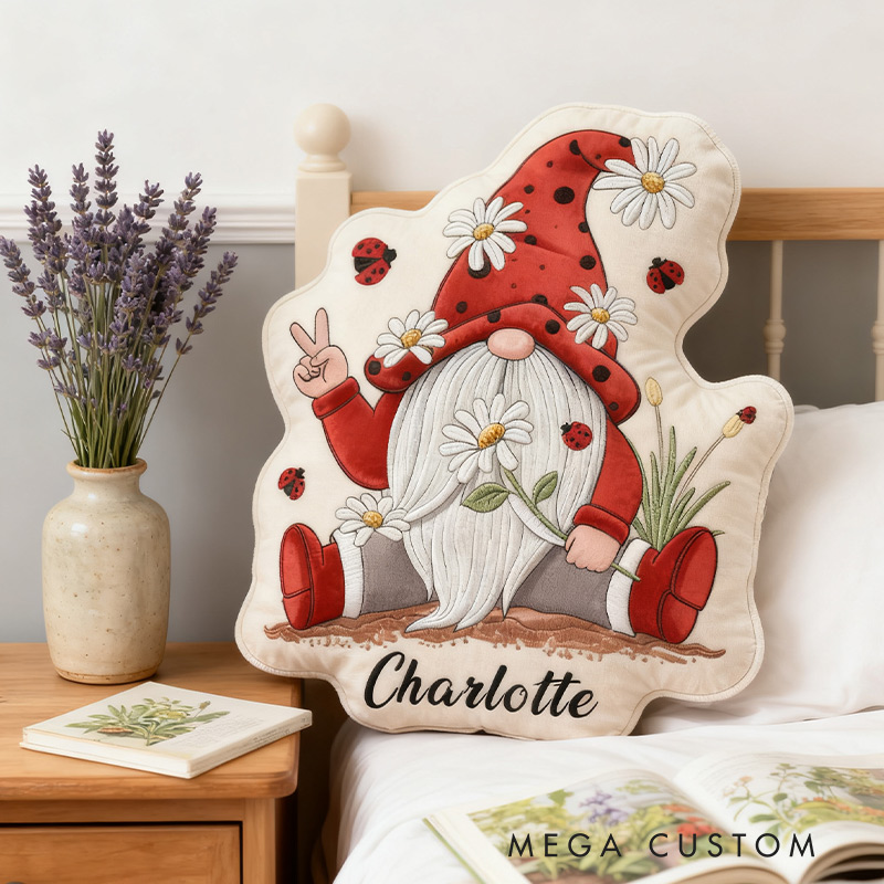 Personalized Garden Gnome Pillow with Custom Name Graphic 3D Print Daisy Garden Gnome Pillow for Gardening Lovers
