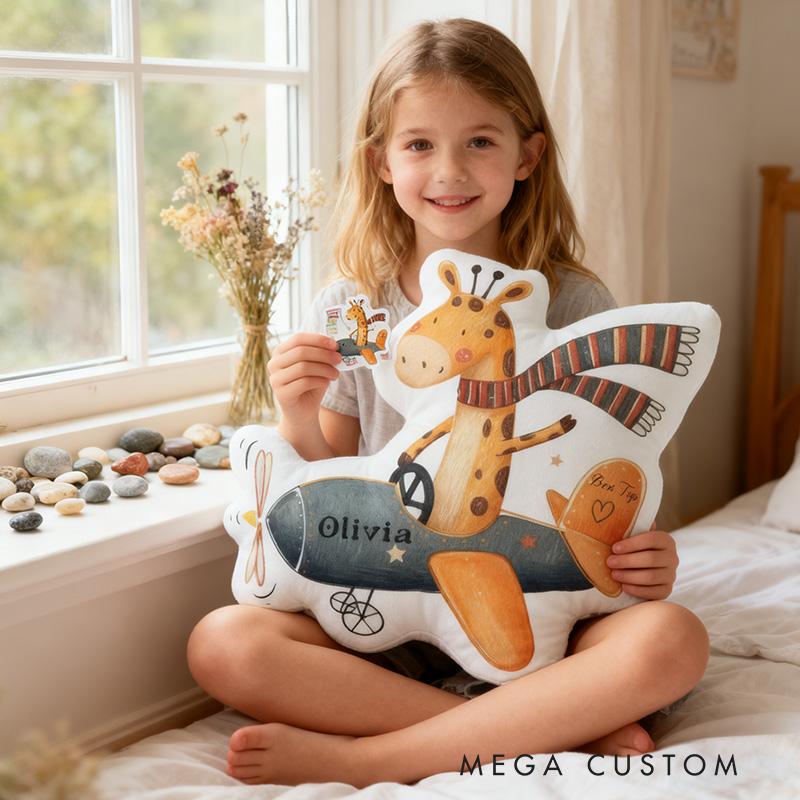 Personalized Giraffe Travel Pillow Graphic 3D Print Giraffe Best Trip Pillow Travel Souvenirs for Travel Lovers