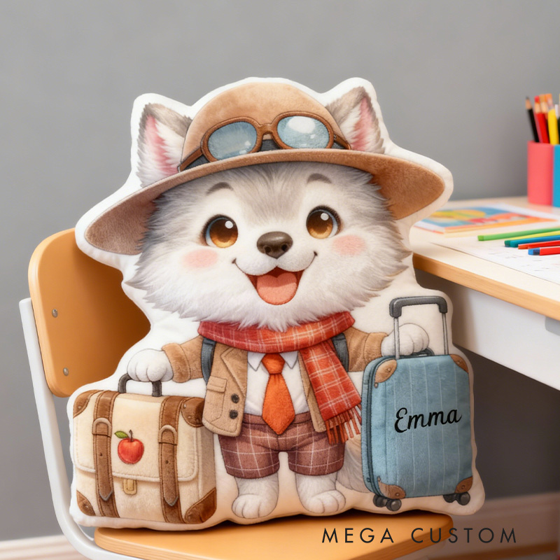 Personalized Puppy Travel Pillow Graphic 3D Print Cute Puppy Suitcase Pillow Travel Souvenirs for Travel Lovers