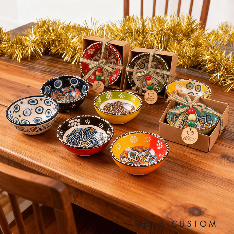 Personalized Ceramic Bowl Bohemian Style Bowl with Custom Name Engraving Gift for Pottery Ceramic Enthusiasts