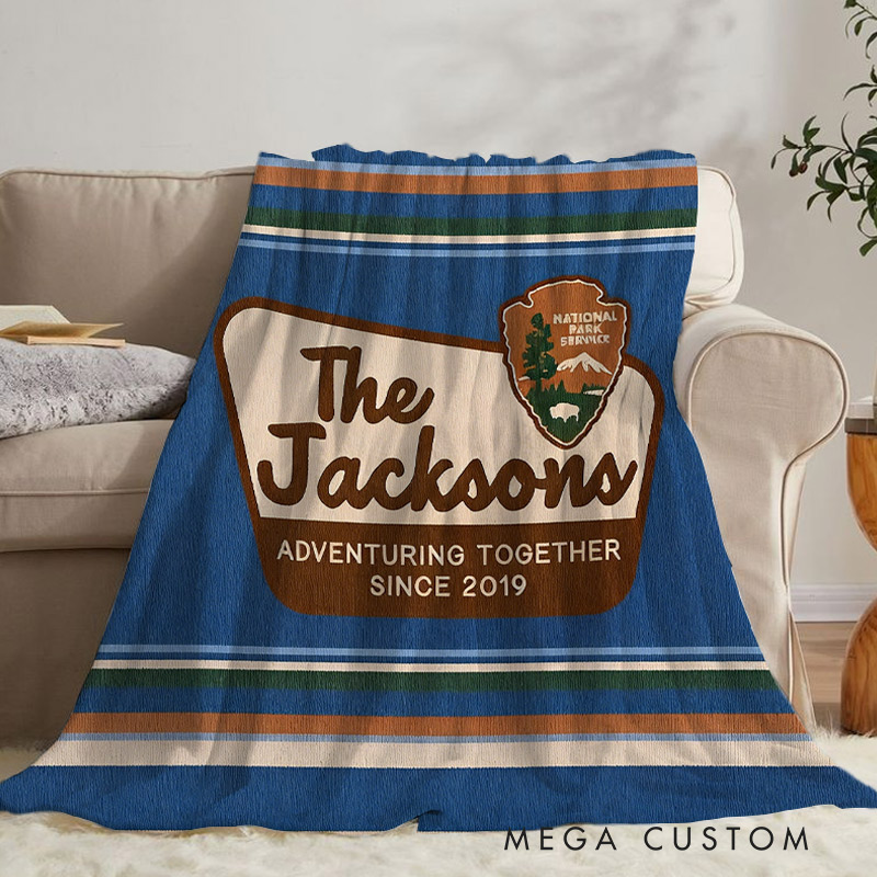 Personalized Flannel Blanket Adventure Couple Anniversary Gift National Park Blanket Gift for Adventure Lovers Travel Souvenir