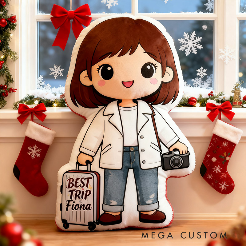 Personalized Funny Pillow Christmas Graphic 3D Print Best Trip Customized Name Gift for Travel Lovers