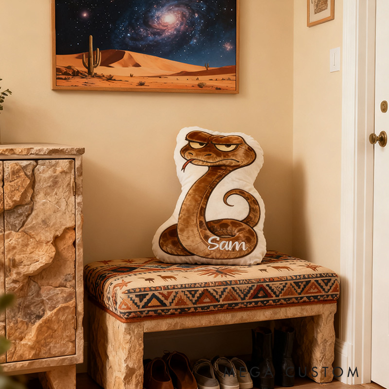 Personalized Desert Travel Pillow Graphic 3D Print Snake and Custom Name Gift for Travel Lovers Travel Souvenirs